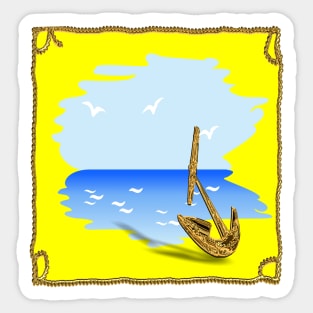 Anchor on the beach in a summer setting Sticker